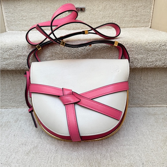 Loewe dual gate crossbody bag in pink and white - Picture 1 of 16